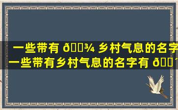 一些带有 🌾 乡村气息的名字,一些带有乡村气息的名字有 🌴 哪些